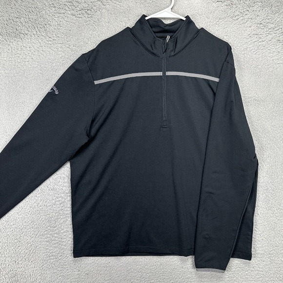 Callaway Weather Series Pullover Shirt Men Large Black Quarter Zip Golf Athletic